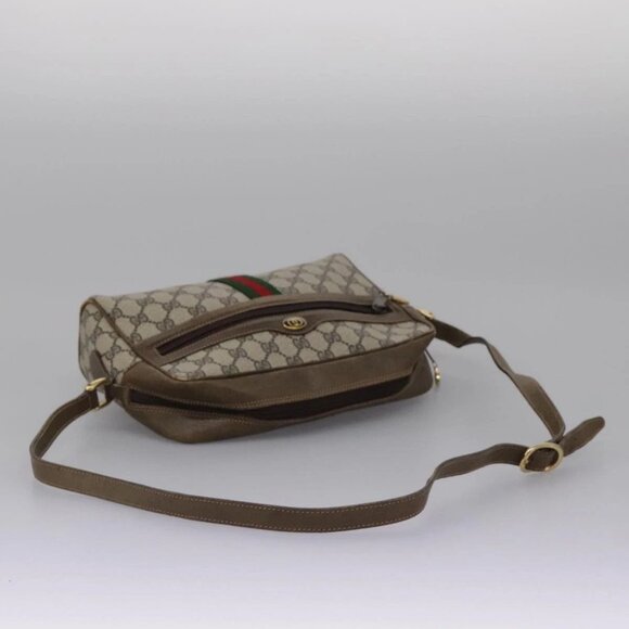 GUCCI GG Supreme Web Sherry Line Shoulder Bag PVC Beige Green Red Auth ep7185 - Picture 6 of 16